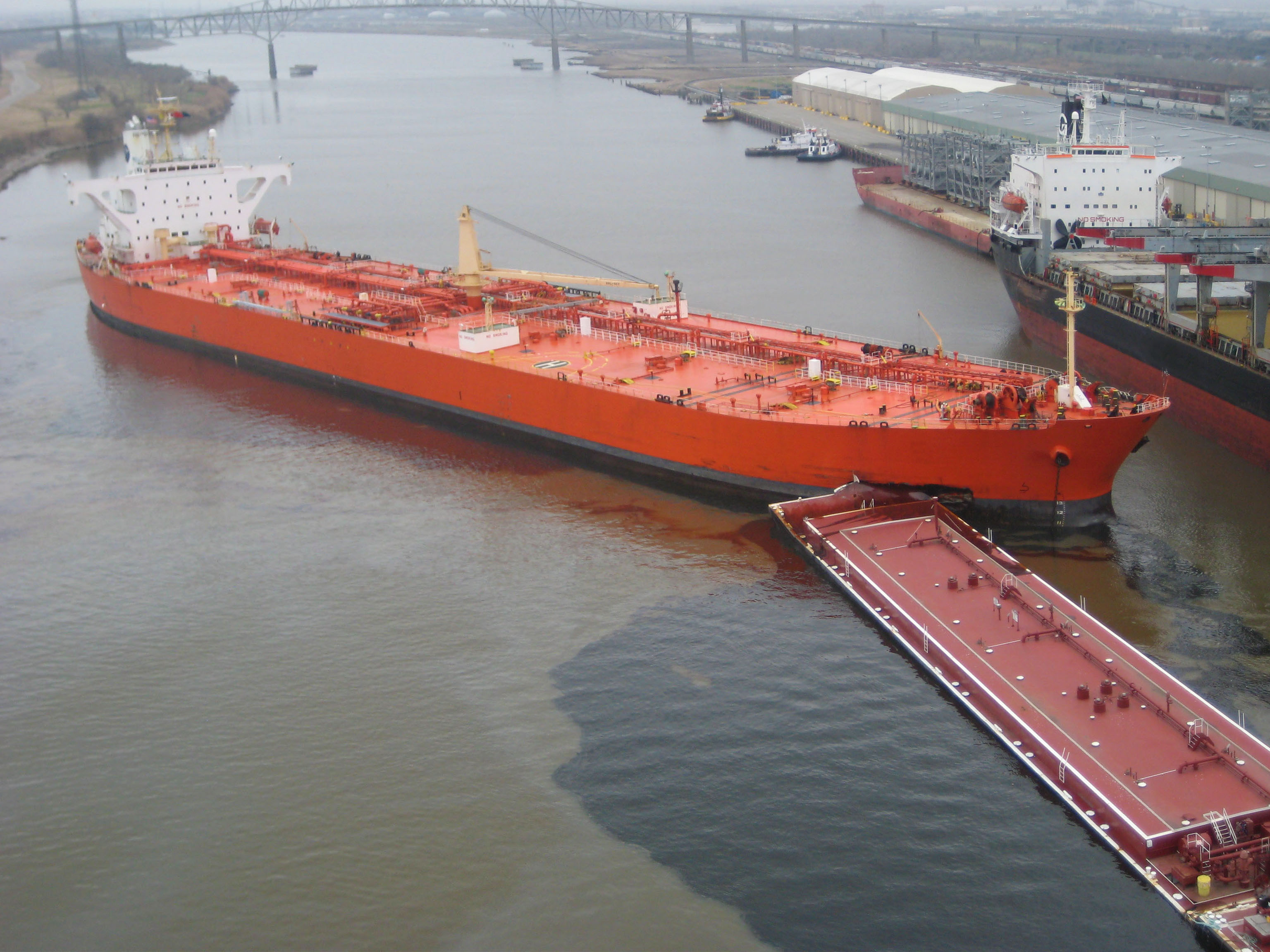 A large ship comes in to dock